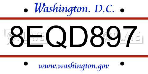 8EQD897 District Of Columbia License Plate