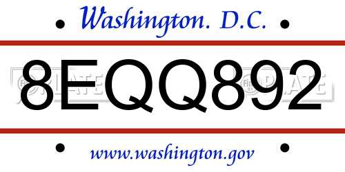 8EQQ892 District Of Columbia License Plate