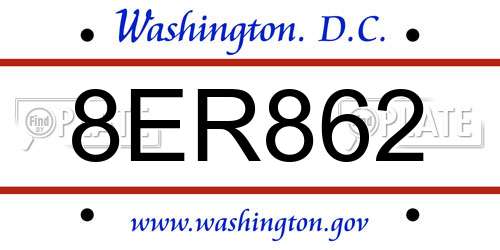 8ER862 District Of Columbia License Plate