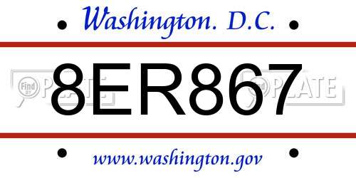8ER867 District Of Columbia License Plate