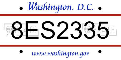 8ES2335 District Of Columbia License Plate