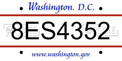 8ES4352 District Of Columbia License Plate