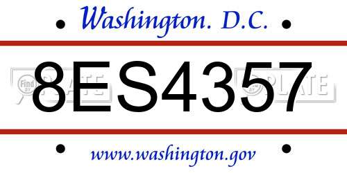 8ES4357 District Of Columbia License Plate