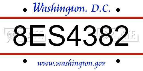 8ES4382 District Of Columbia License Plate