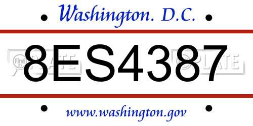 8ES4387 District Of Columbia License Plate