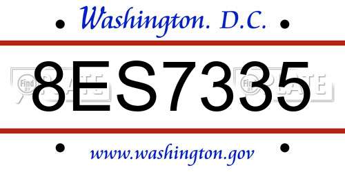 8ES7335 District Of Columbia License Plate