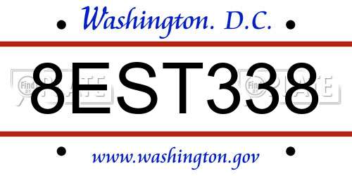 8EST338 District Of Columbia License Plate
