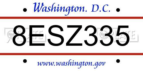 8ESZ335 District Of Columbia License Plate