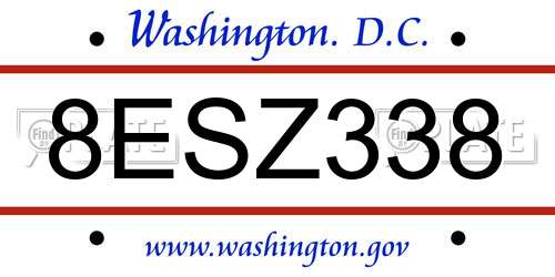 8ESZ338 District Of Columbia License Plate