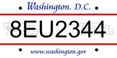 8EU2344 District Of Columbia License Plate