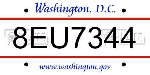 8EU7344 District Of Columbia License Plate