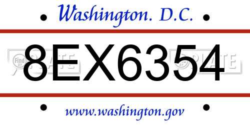 8EX6354 District Of Columbia License Plate