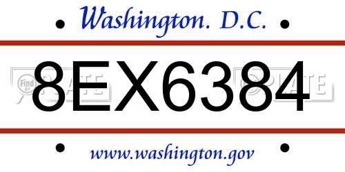 8EX6384 District Of Columbia License Plate