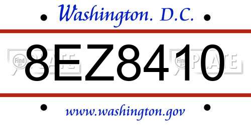 8EZ8410 District Of Columbia License Plate