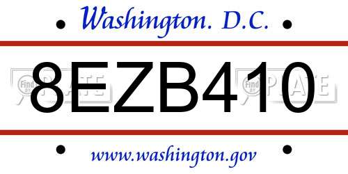 8EZB410 District Of Columbia License Plate