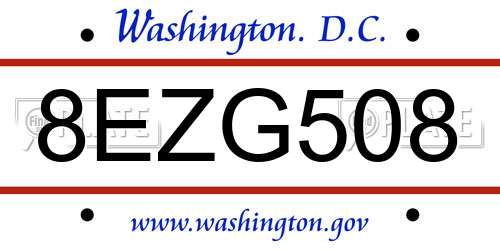 8EZG508 District Of Columbia License Plate