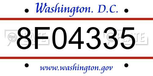 8F04335 District Of Columbia License Plate
