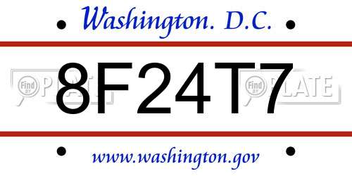 8F24T7 District Of Columbia License Plate