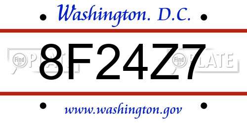 8F24Z7 District Of Columbia License Plate