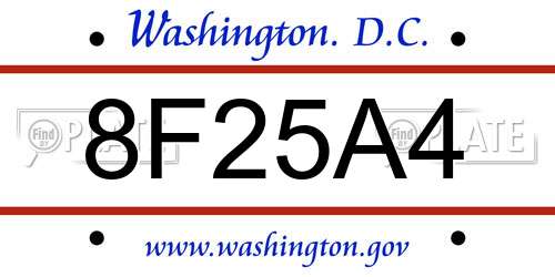 8F25A4 District Of Columbia License Plate