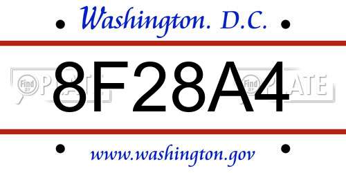 8F28A4 District Of Columbia License Plate