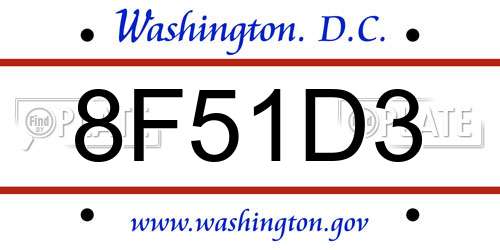 8F51D3 District Of Columbia License Plate