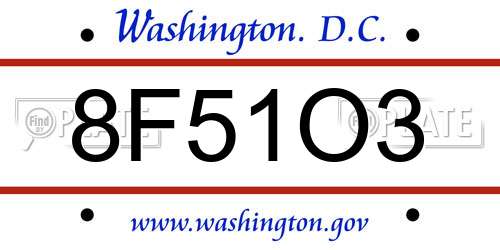8F51O3 District Of Columbia License Plate