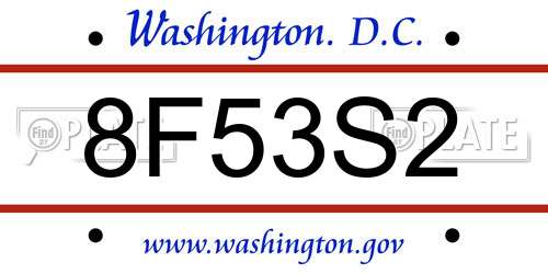 8F53S2 District Of Columbia License Plate
