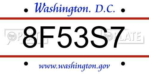 8F53S7 District Of Columbia License Plate