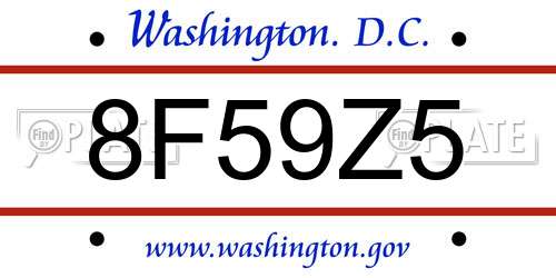 8F59Z5 District Of Columbia License Plate