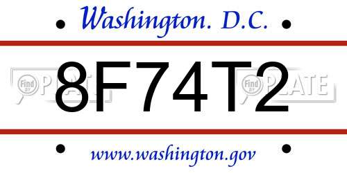 8F74T2 District Of Columbia License Plate