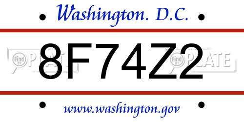 8F74Z2 District Of Columbia License Plate