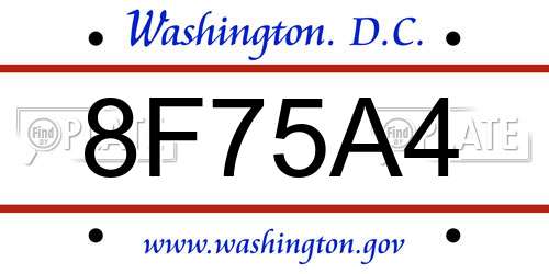 8F75A4 District Of Columbia License Plate