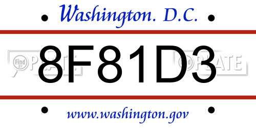 8F81D3 District Of Columbia License Plate