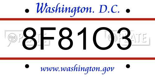 8F81O3 District Of Columbia License Plate
