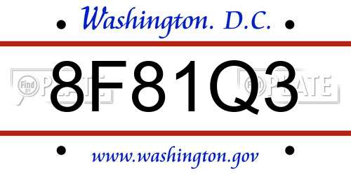 8F81Q3 District Of Columbia License Plate