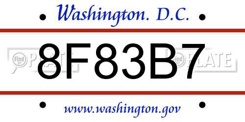8F83B7 District Of Columbia License Plate