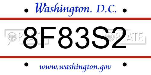 8F83S2 District Of Columbia License Plate