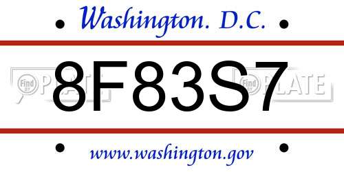 8F83S7 District Of Columbia License Plate