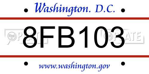 8FB103 District Of Columbia License Plate