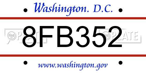 8FB352 District Of Columbia License Plate