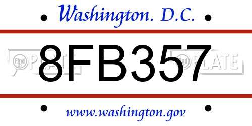 8FB357 District Of Columbia License Plate