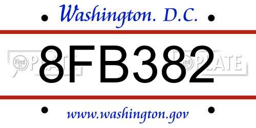 8FB382 District Of Columbia License Plate