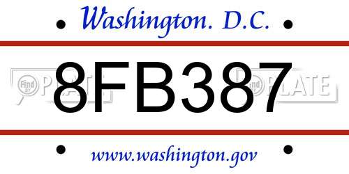 8FB387 District Of Columbia License Plate