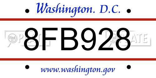 8FB928 District Of Columbia License Plate