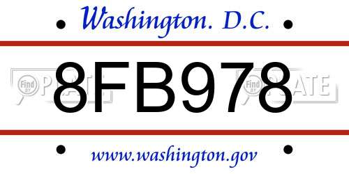 8FB978 District Of Columbia License Plate