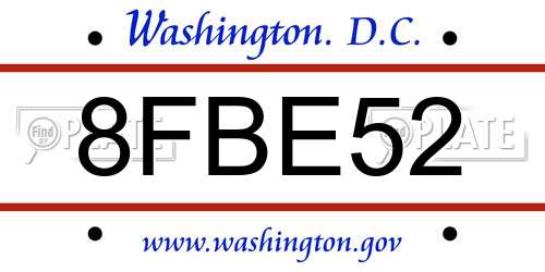 8FBE52 District Of Columbia License Plate
