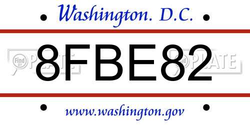 8FBE82 District Of Columbia License Plate