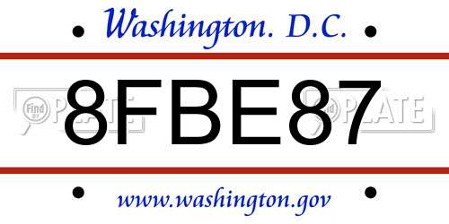 8FBE87 District Of Columbia License Plate
