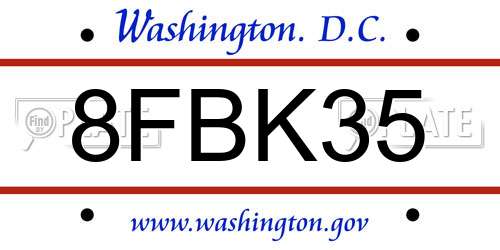 8FBK35 District Of Columbia License Plate